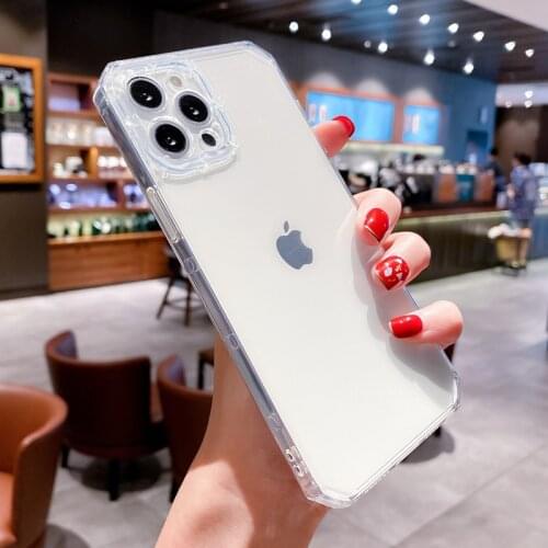 Square Straight Transparent Phone Case For iPhone 11 12 Pro Max Mini X XR XS Max 7 8 Plus SE 2020 Shockproof Bumper Soft Cover
