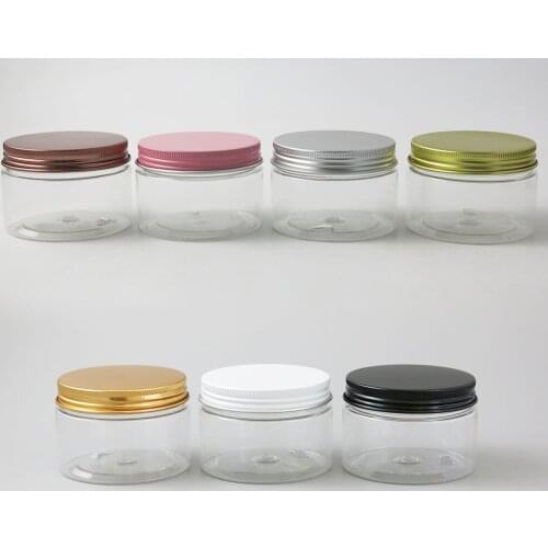 30 x Portable Cosmetic Travel Empty Bottle Jar Round Metal Cover Plastic Box Makeup Face Cream Lotion Clear Frost Container 4 oz