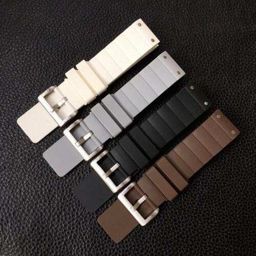 23mm Black Brown White Gray Rubber Silicone Watch Band For Cartier Santos Tank Needle Buckle Wrist Watch Strap Bracelets mens
