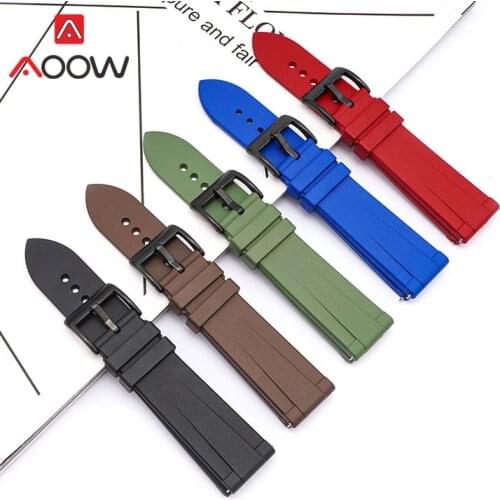 Fluoro Rubber Sport Strap 20mm 22mm Waterproof Men Replace Bracelet Band for Huawei Watch GT 2 Samsung Watch3 45mm Amazifit GTR