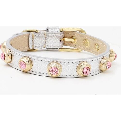 Luxuries Dog Accessories Pet Dog Collar Necklace Bling Czech Rhinestone Custom Designer Genuiner Leather Dog Crystal Collar