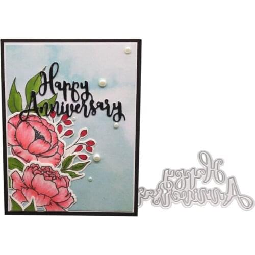Happy Anniversary Metal Cutting Dies Stencil DIY Scrapbooking Album Stamp Paper Card Embossing Decor Craft Dropship
