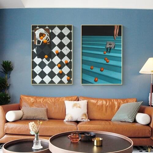Modern orange and pomegranate Canvas Painting Posters and Print Minimalist Wall Art Pictures For Living Room Bedroom aisle decor