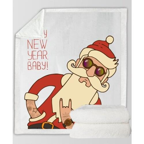 3D Digital Printing Card Adult Children Cotton Velvet Thick Blanket 130*150 Cm 150*200 Cm Cartoon Christmas Warm Blanke