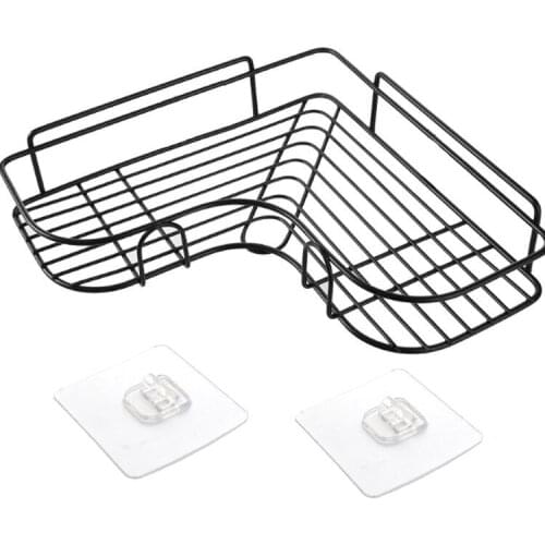 Bathroom kitchen Punch Corner Frame Shower Shelf Wrought Iron Shampoo Storage Rack Holder with Suction Cup bathroom accessories