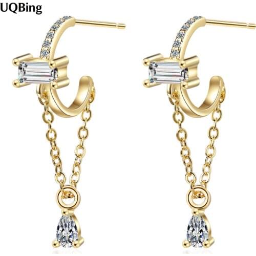 Bijoux Wholesale 925 Sterling Silver CZ Zircon Long Design Tassel Stud Earring For Women Gifts