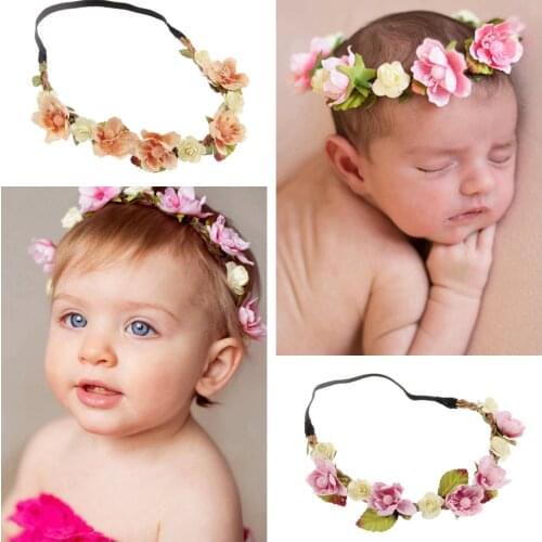 Yundfly Fashion Baby Girls Flower Garland Kids Floral Anadem Graland Children Wreath Hair Accessories Photo Props