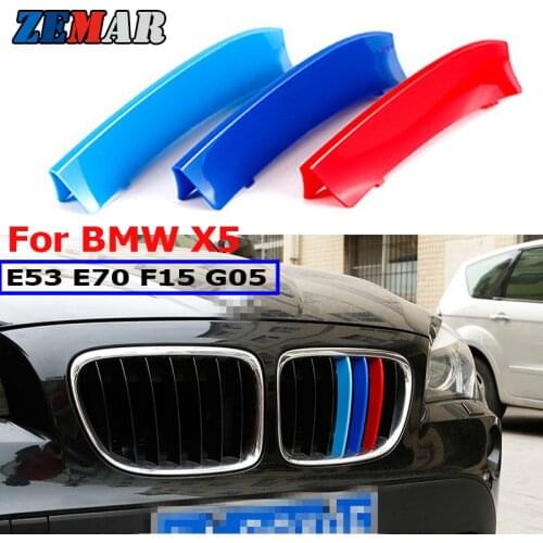 ZEMAR 3pcs ABS For BMW X5 E70 E53 F15 G05 Car Racing Grille Strip Trim Clip M Performance Accessories 2016 2017 2018 2019 2020