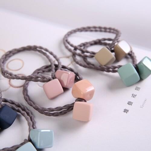 Ruoshui Woman Square Hair Ties Chic Scrunchy Girl Hair Accessories Candy Color Hair Gum Ponytail Holder Femme Elastic Hairband
