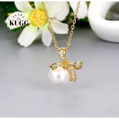 KUGG PEARL 14K Gold Filled Women Neckalce Natural Freshwater White Pearl Necklace Fashion Handmade Jewelry Customized