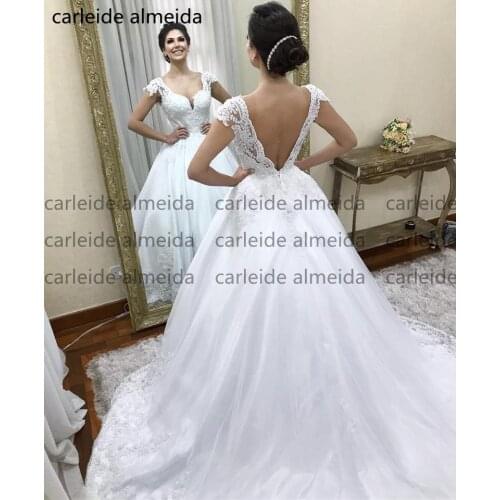 Robe de mariee Sweetheart Ball Gown Wedding Dresses Bead Lace Appliques Bride Dress Trouwjurk Sexy V Back Boda