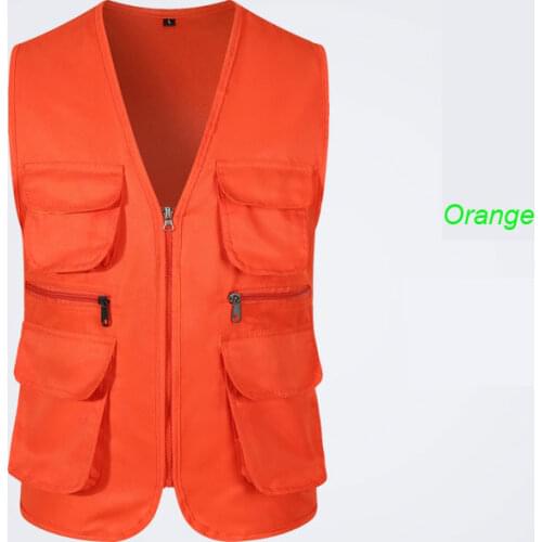 Men Women Outdoor Three-dimensional Multi-pocket Vest Advertising Volunteer Group Activities Overalls V-neck Vest with Zipper