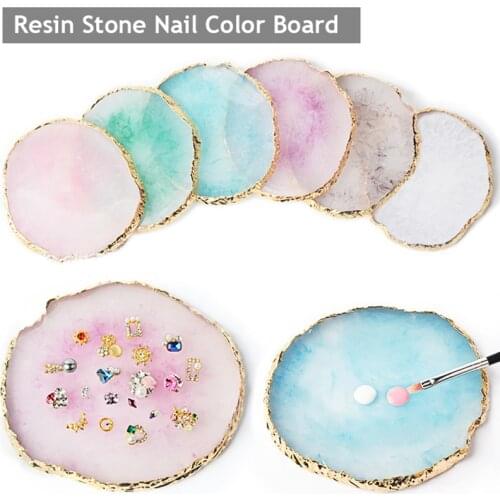 1Pcs Round False Nail Tips Display Board Resin Stone Color Painting Palette Holder Practice Nail Art Tools Manicure Accessories