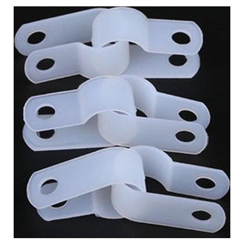 10pcs white R type cable clamp/U-shaped clamp electric cables positioning fixture Screw plastic clip ring buckle
