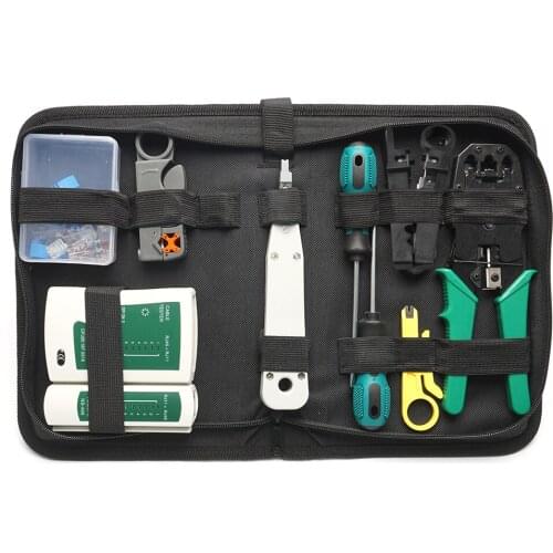 14Pcs Ethernet Network Hardware Tool Network LAN Cable Crimper Pliers Network Repairing Tool Set Dual-use Network Cables Tester