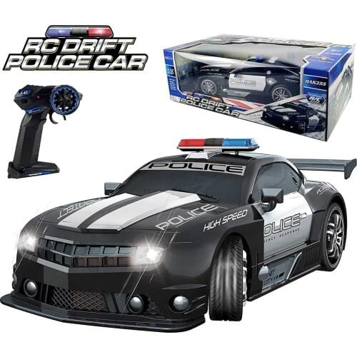 2.4GHz Super Fast 1:12 RC Police Sports Car Toys Radio Remote Control Hot Pursuit Cop Chase Drift Patrol Vehicle Flashing Light
