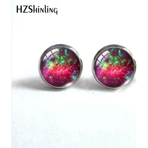 2019 New Fashion Galaxy Nebula Space Glass Dome Stud Earrings Charming Galaxy Nebula Space Handmade Jewelry Earrings