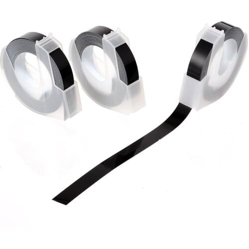 3 Roll Label Tape Black 3D Embossing Tape Labels Fits for 1880 Manual 1011 Metal Tape Embosser 9mm Wide 3 Meters Long