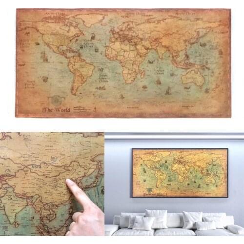 71*36cm Vintage Cafe Decoration Retro World Globe Map Personalized Atlas Poster Decorat Room Office School Maps World Map JU0056