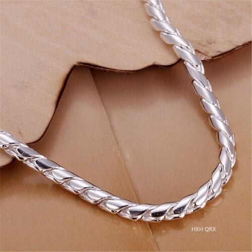 NEW 8 Inch 925 Sterling Silver 4MM Twisted Rope Snake Chain Bracelet For Woman Man Fashion Wedding Party Jewelry Gift
