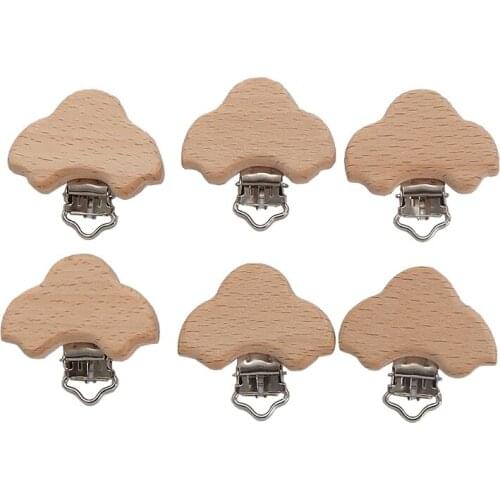 Chenkai 5PCS Wooden Car Teether Pacifier Clips DIY Organic Eco-friendly Nature Baby Rattle Teething Grasping Wooden Toy Gift