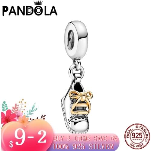 Hot 100% 925 Sterling SILVER charms Baby Shoe Dangle Charms fit Original Pandora Bracelet silver 925 jewelry
