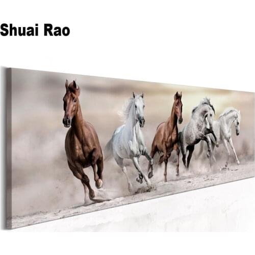 5d home decoration diamond painting full drill square round diamond embroidery Running Horses cross stitch mosaic large art