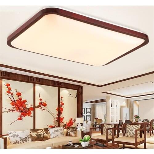 Chinese Rectangular Ceiling Lights Led Living Room Bedroom Wood Lamps Restaurant Home Deco Acrylic Lampshade Modern Ceiling Lamp