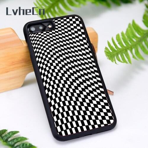 LvheCn Silicone Rubber Phone Case Cover for iPhone 6 6S 7 8 Plus X XS XR 11 12 Mini Pro Max WARPED CHECKERS
