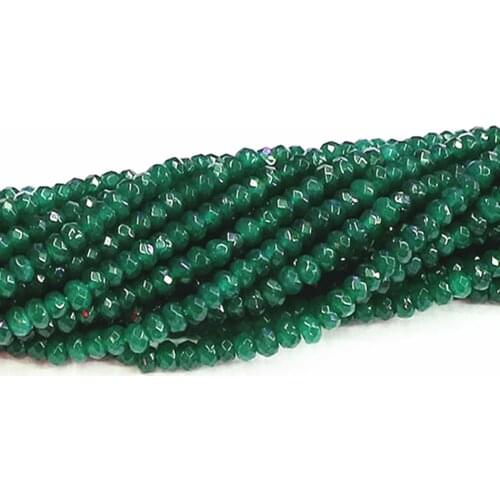 Fashion dark green jades 2*4mm faceted abacus shape natural stone chalcedony elegant loose beads for jewelry making 15inch B563