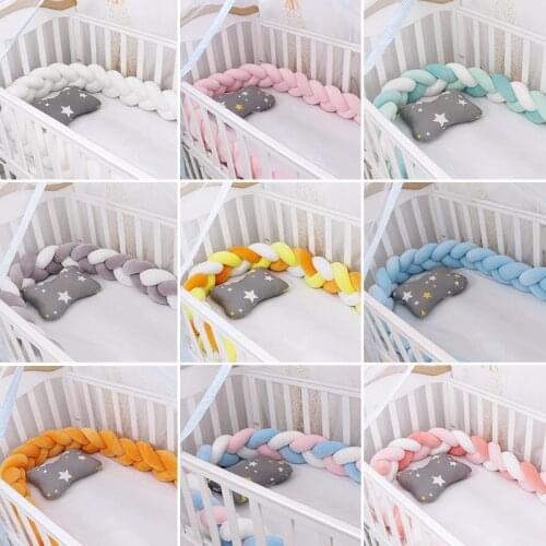 Fashionable 19-27 Baby Bed Crib Bumper 1.5M/2M/3M Baby Nest Protector Weaving Plush Twist Knot Cot Bumper Dropshipping Infantil