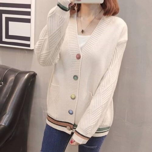 2019 Fashion New Womens Cardigan Sweater Long Sleeve Loose Thick Cardigan Wool Sweater Female Casual Trend Spring Autumn W069