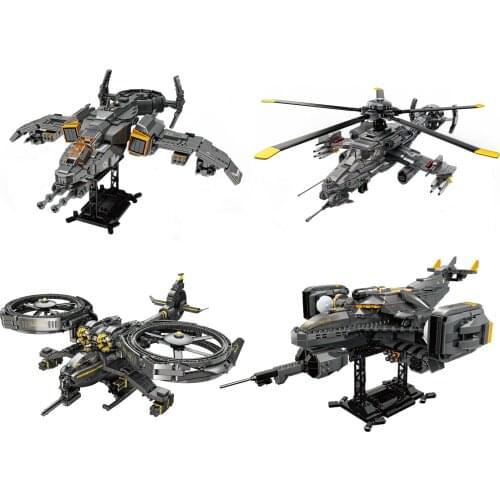 New Product Shadow Fire Wolf Titan Helicopter Phantom Attack Aircraft Childrens Intellectual Building Block Toys for Boys Gifts