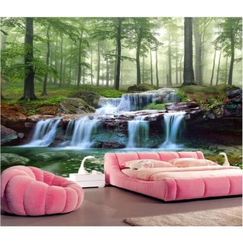 Custom photo wallpapers for walls 3 d murals Forest waterfall woods landscape painting landscape living room TV background wall