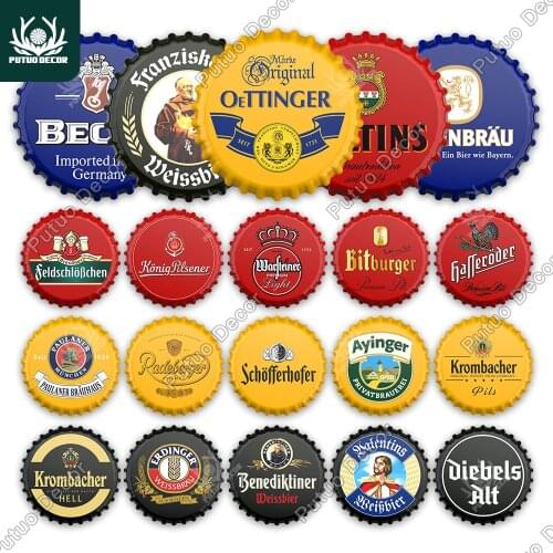 Putuo Decor Beer Bottle Cap Decor Vintage Metal Sign Plaque Home Decor Tin Sign Pub Bar Man Cave Club Wall Decoration