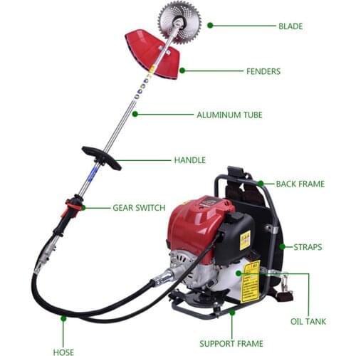 Backpack Brush Cutter Grass Cutter With GX35 4 Stroke 35cc Petrol Engine Multi Brush Strimmer Tree Cutter