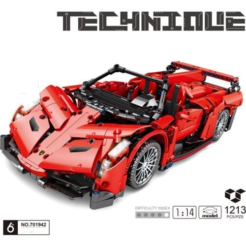 Technics logo super sport car germany bull Lambor veneno moc building block assembly model bricks educational toys collection