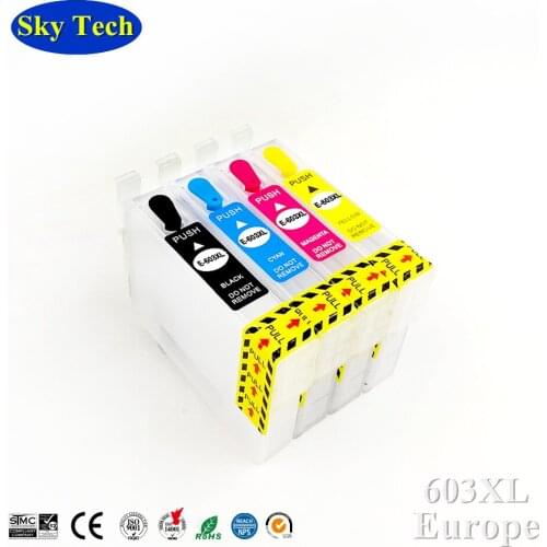 Refillable Cartridge with ARC For 603 T603 T603XL , For Epson XP-2100 XP-2105 XP-3100 XP-3105 XP-4100 XP-4105 WF-2810 WF-2850