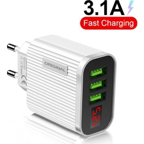 5V 3.1A USB Charger For iPhone 11 Phone Charger 3 USB Fast Charging Wall Phone Charger For iPhone Samsung Xiaomi Huawei Tablet