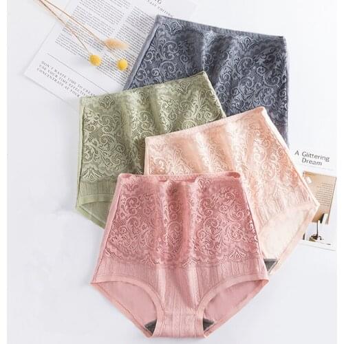 Women Panties High Waist Plus Size Sexy Cotton Underwear Lace Briefs Female Lingerie Boxers Thongs Briefs Underpants Knickers XL
