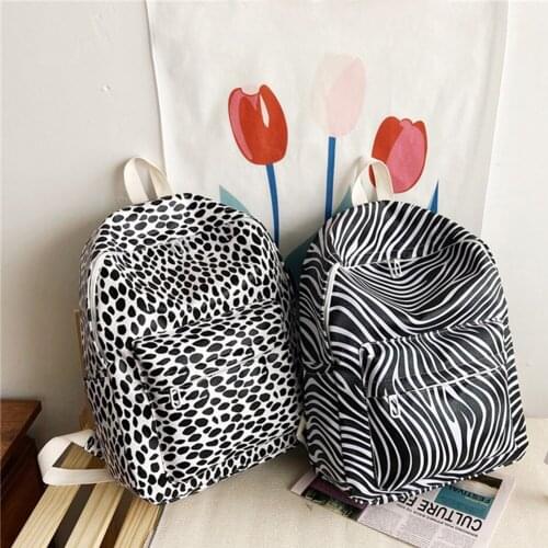 Preppy Style Women PU Leather Zebra Leopard Pattern Printing Backpack Casual Ladies Large Capacity Handbags Rusksack Knapsacks