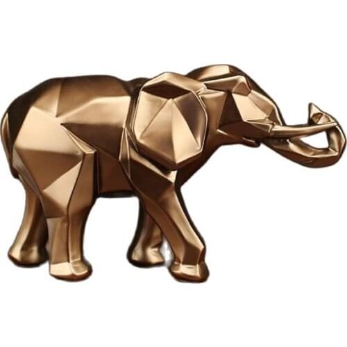 Gold Modern Geometric Gold Elephant Resin Home Decoration Accessories Crafts Sculpture Statue Jewelry Ornaments