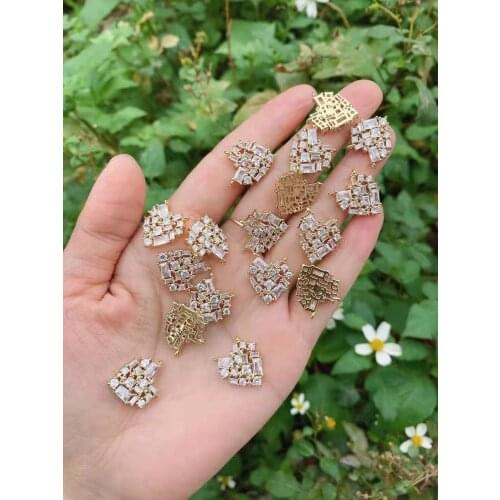 1pc Cubic Zircon Micro pave heart Pendent Jewelry Findings