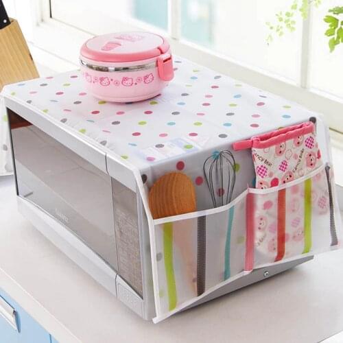 1pcs Microwave Cover Home Decoration Double Pockets Dust Covers Microwave Oven Hood Storage Bag 85*34cm Waterproof