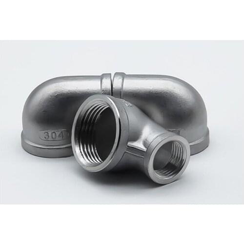 1pc 304 Stainless Steel 2" BSP Female x 1-1/2" BSP Female 90 Degree Elbow Reducer Pipe Fitting Connector For Water Oil Air