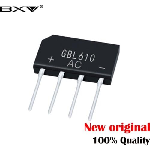 10PCS GBL610 6A1000V in-line rectifier bridge stack flat bridge foot current high withstand voltage