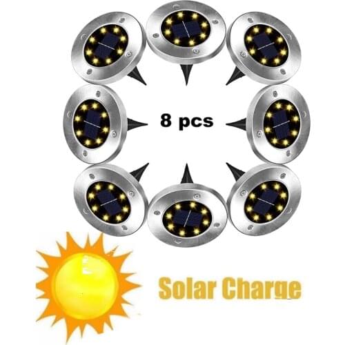 2-8pcs 8 led Solar Powered Ground Light Waterproof Garden Pathway Deck Lights With Lamp for Yard Driveway Lawn Solar energy lamp