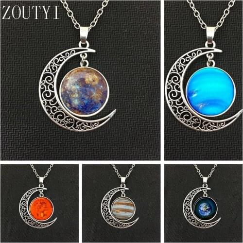 2018 / fashion hot money charm planet Mars Jupiter Neptune Mercury moon pendant necklace jewelry, men and women necklace