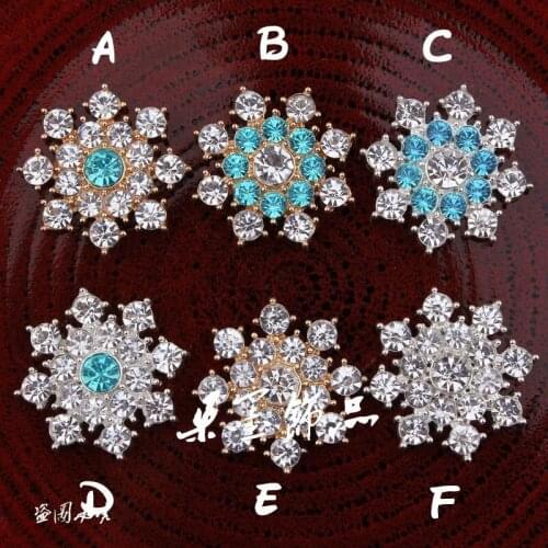 30PCS/LOT) 25MM 6 Colors Handmade Bling Metal Crystal For Bridal Brooches Clear Alloy Mixed Colors Rhinestone Flatback Button