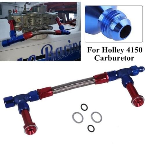 4150 Braided Dual Feed Fuel Line Kit, AN8 Dual Feed Fuel Line Kit Carb Fittings for 4150 Based Carb with AN6 Adapter